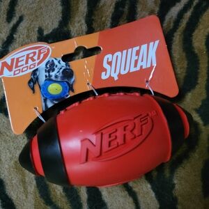Nerf Dog Football Small Red and Black Squeak Toy Ea.